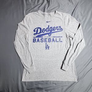Womens Nike Dodgers Baseball Long Sleeve T-Shirt Gray Medium MLB LA Championship